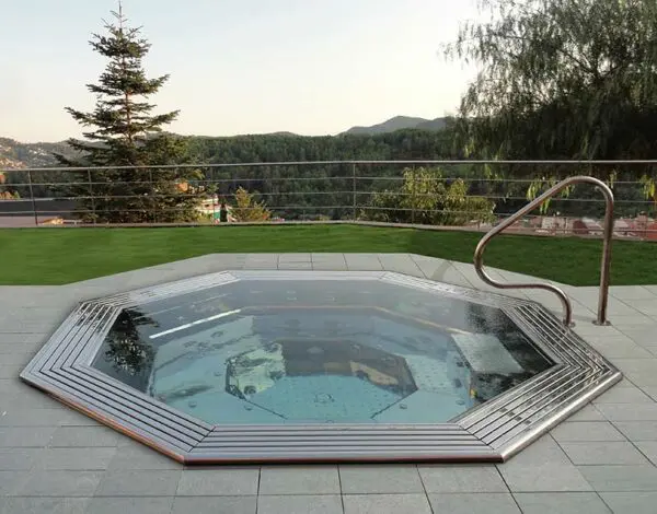 stainless steel hydropool spa set outdoors