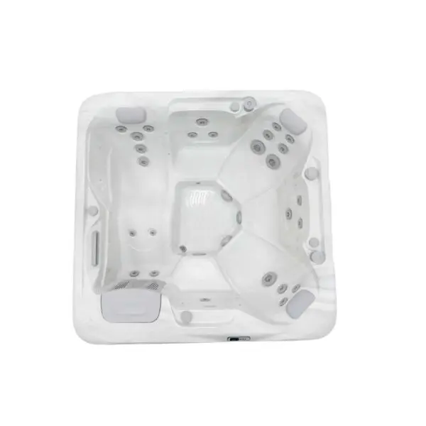 aquasolus cypress hot tub overhead view in sterling silver shell