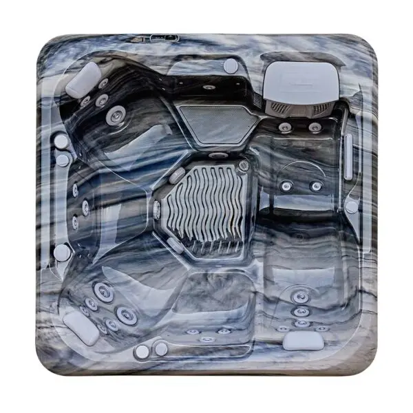 aquasolus cypress hot tub overhead view in odyssey shell