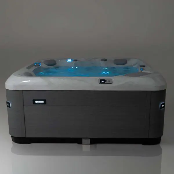 aquasolus zephyr hot tub with blue led lighting