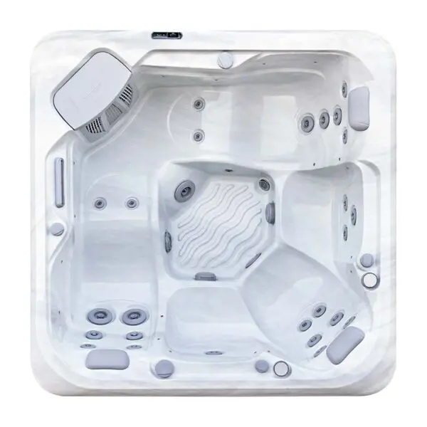 aquasolus zephyr hot tub overhead view in sterling silver shell
