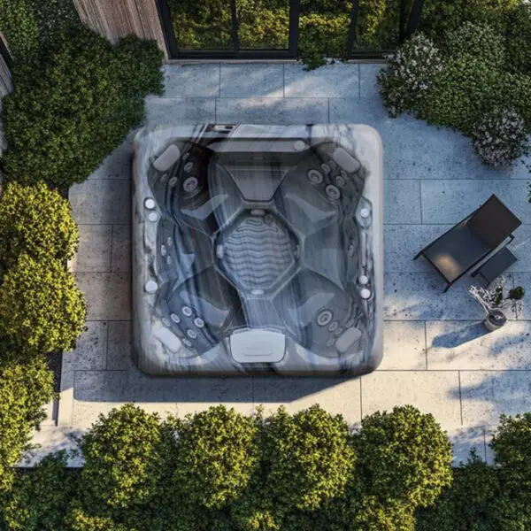 aquasolus cove hot tub overhead in garden