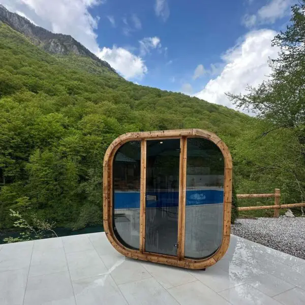 hot box sauna in landscape