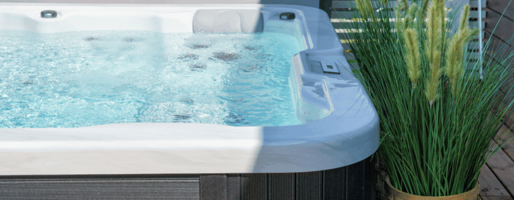 A hot tub filled with water, inviting relaxation and leisure.