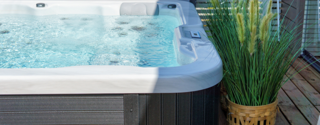 luxury hot tub in a thoughtfully designed garden