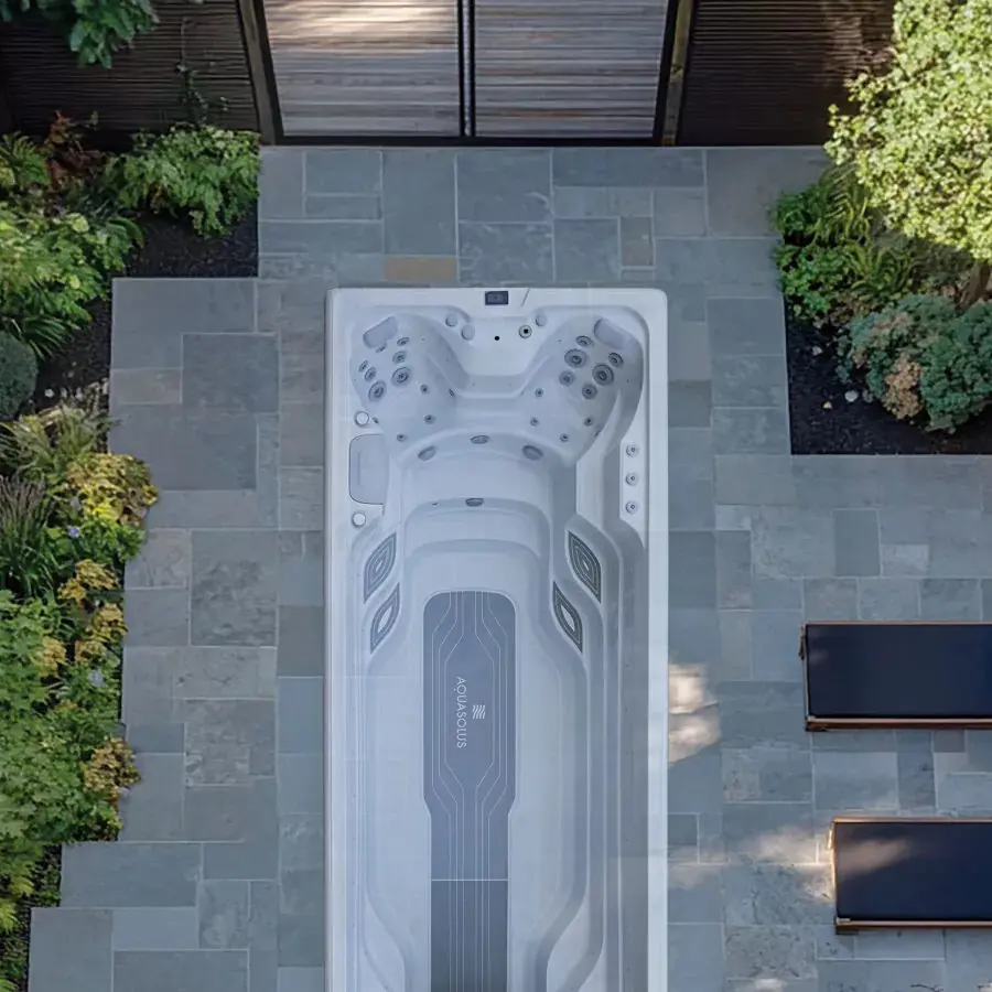 Aquasolus flow swim spa overhead view