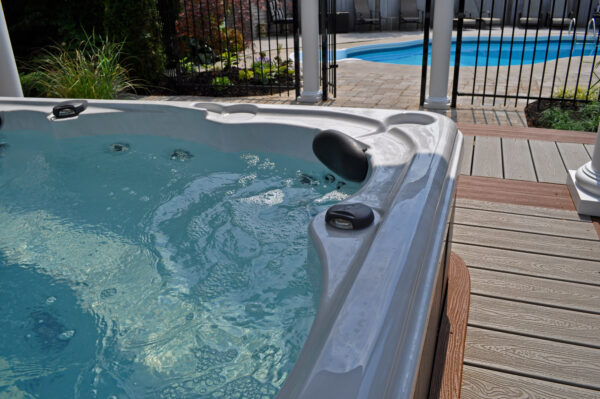 hydropool 4300 serenity hot tub on decking