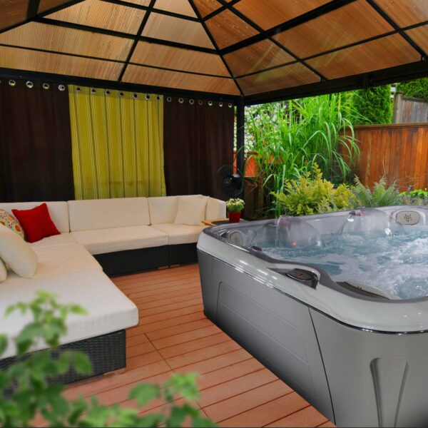 hyrdropool 5900 serenity hot tub under a gazebo