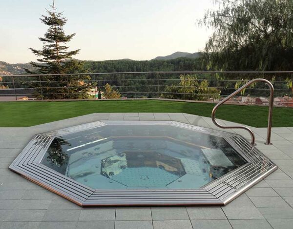 stainless steel hydropool spa set outdoors