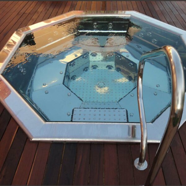 stainless steel hydropool spa set indoors